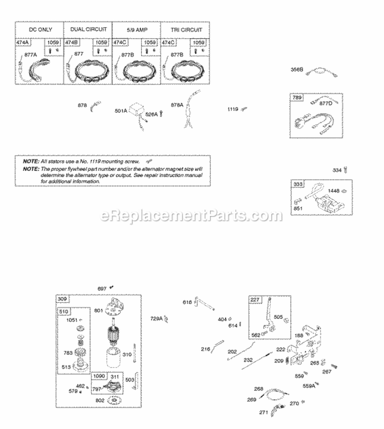 Controls Electric Starter Governor Spring Ignition Diagram and Parts List for 31Q677-0114-E1  Briggs and Stratton Engine